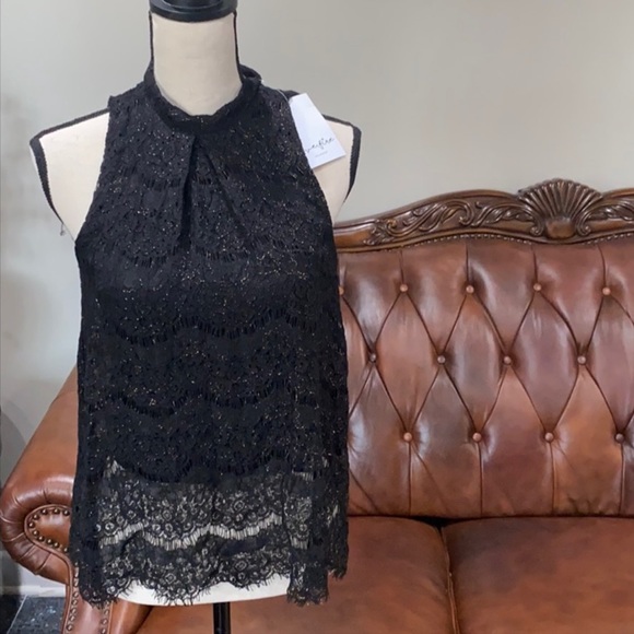 Love first woman junior size m metallic lace top - Picture 2 of 4